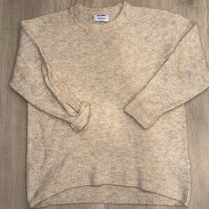 Old Navy Cream Crewneck Sweater with Ribbed Cuffs